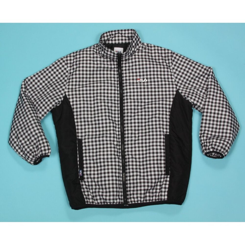 FILA Golf Jacket Black & White Plaid Japan size 2XL Athletic Gym Fitness - 221